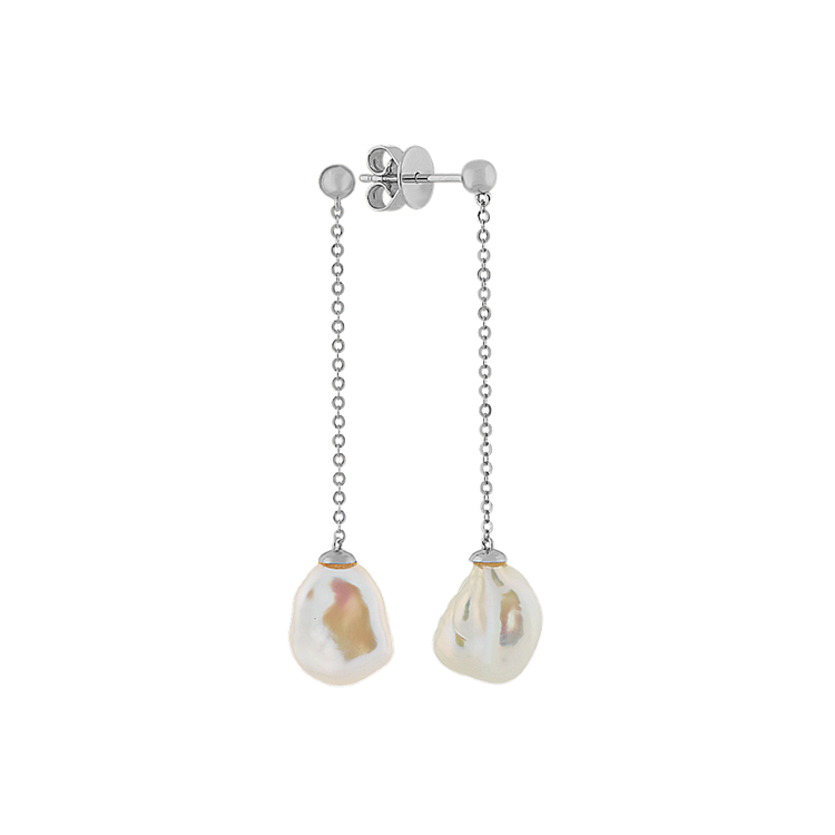 Inara 8mm Cultured Freshwater Keshi Pearl Earrings in 14K White Gold