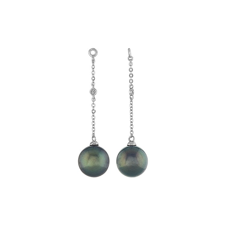 8mm Tahitian Pearl and Natural Diamond Earring Jackets