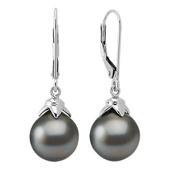 Pearl Earrings Diamond Sets Shane Co 9mm Cultured Tahitian Pearl Fashion Earrings