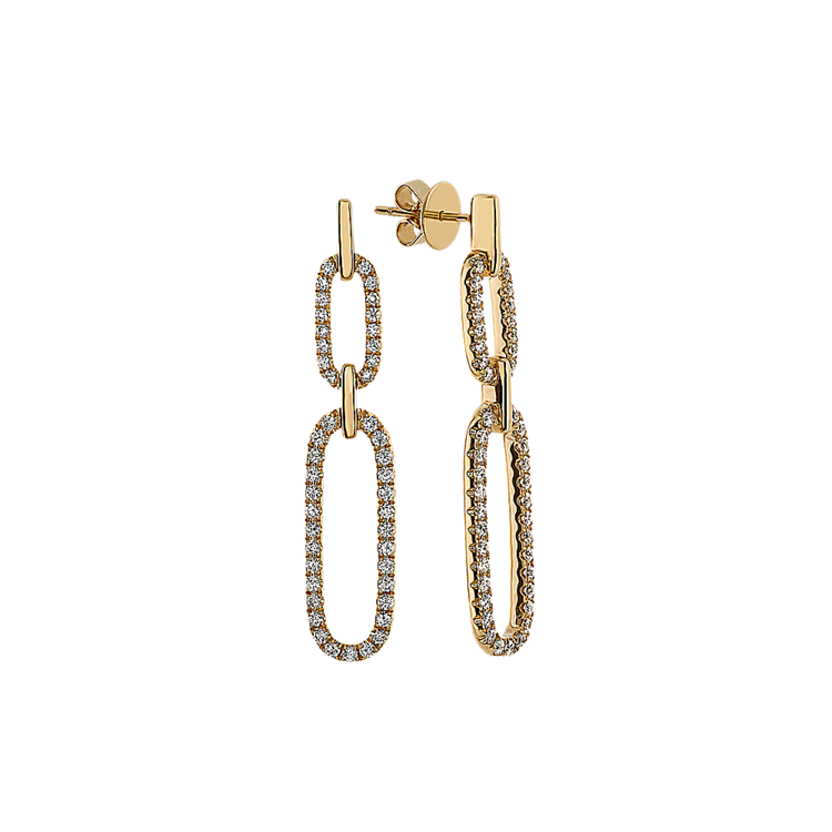 Bella Link Natural Diamond Earrings in 14k Yellow Gold