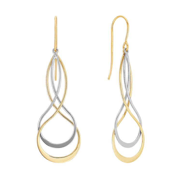Dangle Earrings in 14k Yellow and White Gold