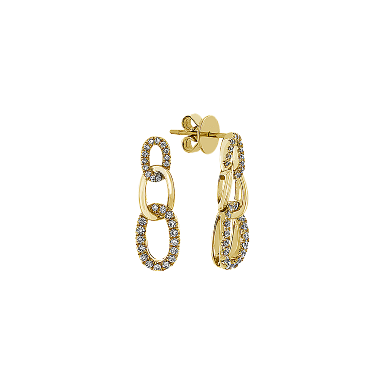 Natural Diamond Bella Link Earrings in 14k Yellow Gold