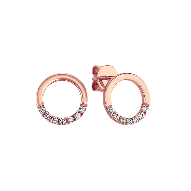 Natural Diamond Circle Earrings in 14k Rose Gold