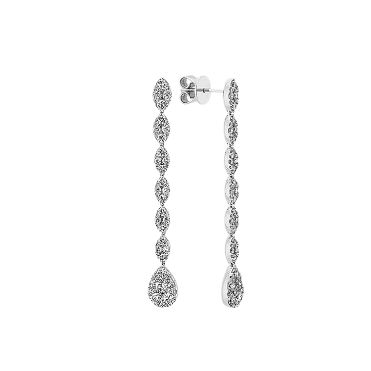 Natural Diamond Cluster Drop Earrings