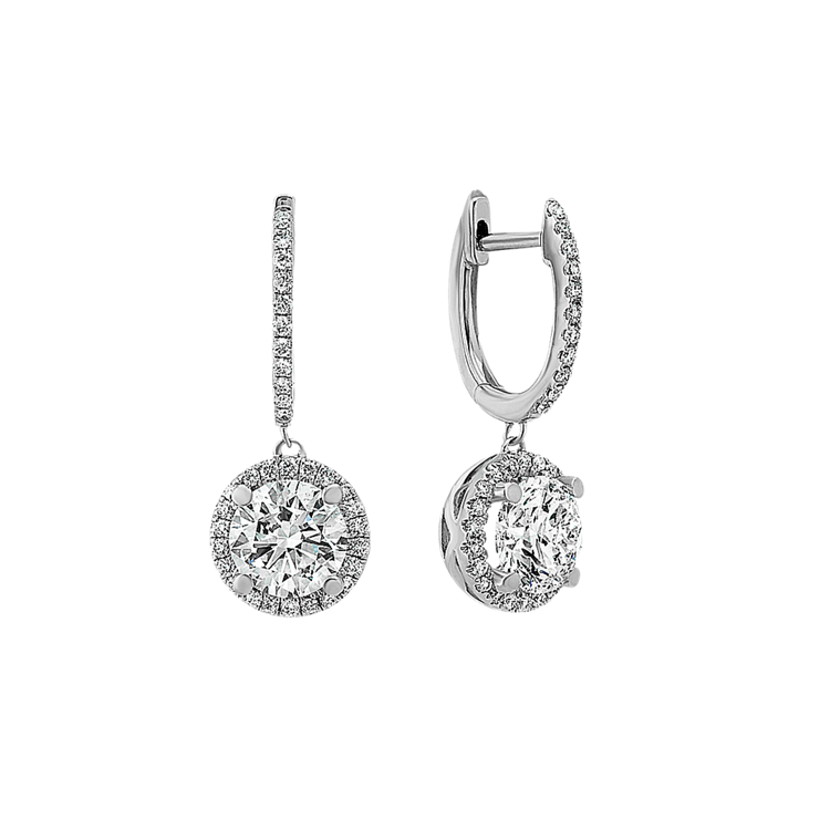 Natural Diamond Dangle Earrings in 14k White Gold
