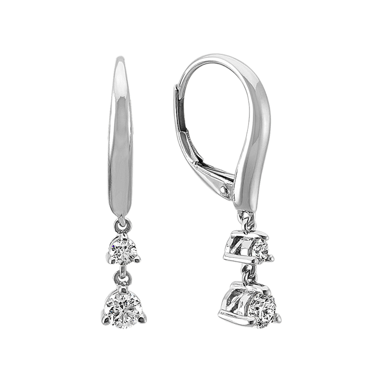 Natural Diamond Dangle Leverback Earrings