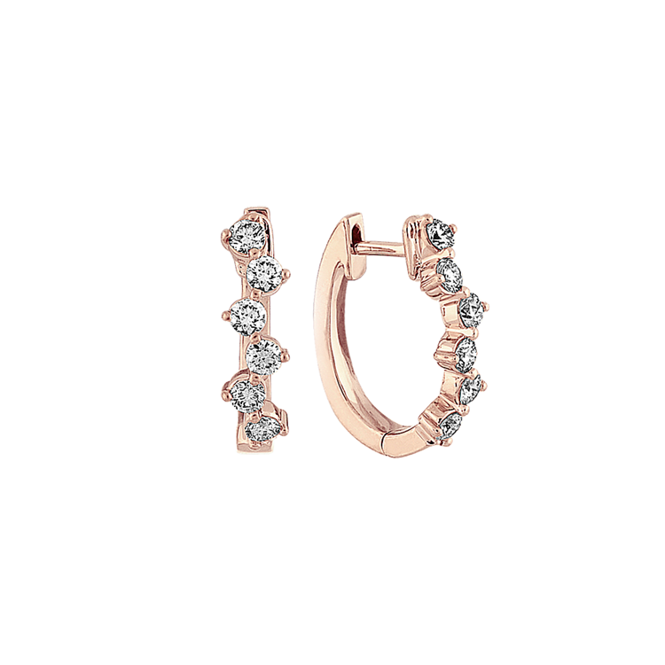 Natural Diamond Hoop Earrings in 14K Rose Gold