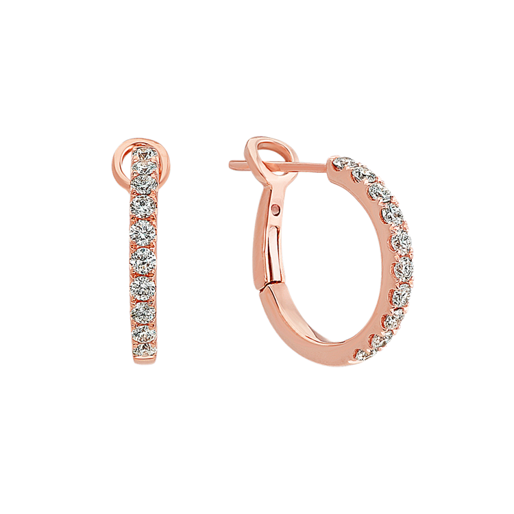 Natural Diamond Hoop Earrings in 14k Rose Gold