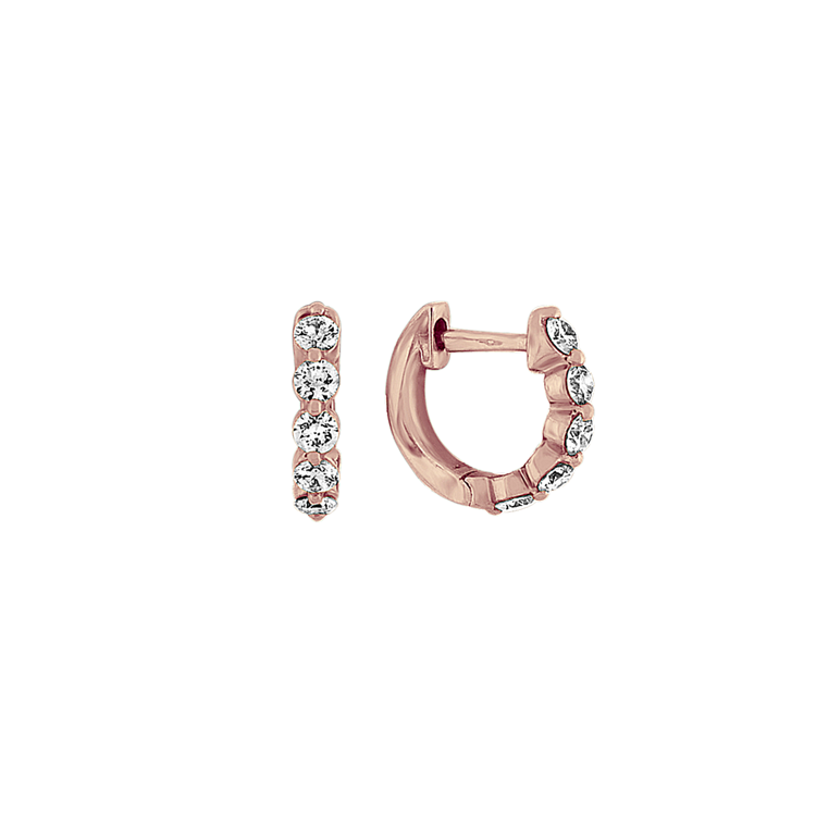 Natural Diamond Huggie Earrings in 14K Rose Gold