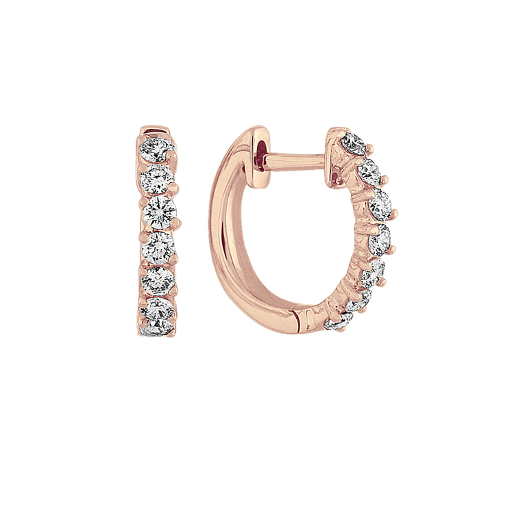 Natural Diamond Huggie Earrings in 14k Rose Gold