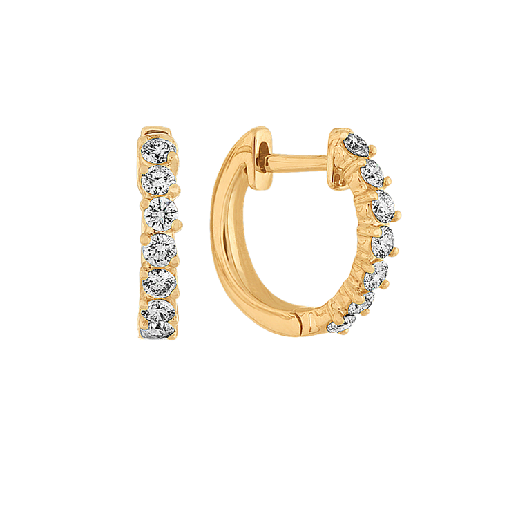 Natural Diamond Huggie Earrings in 14k Yellow Gold