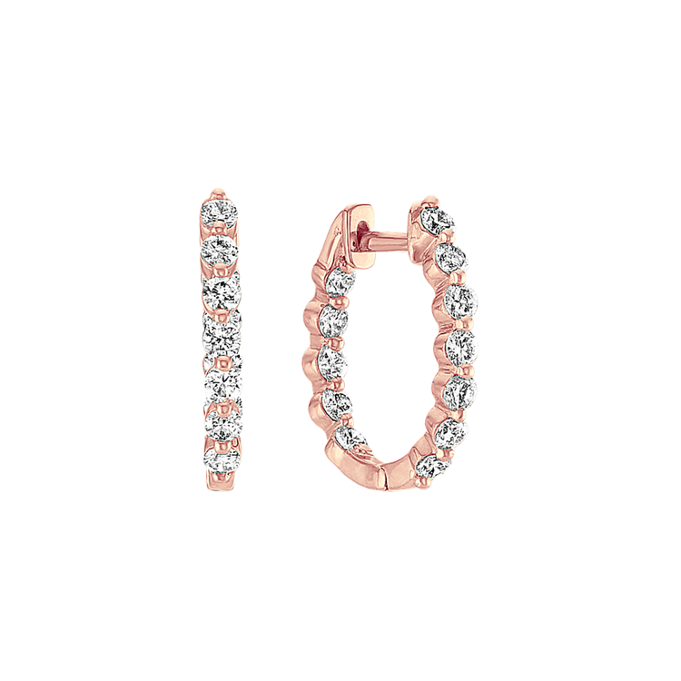 Giselle Natural Diamond Inside-Out Hoop Earrings in 14k Rose Gold