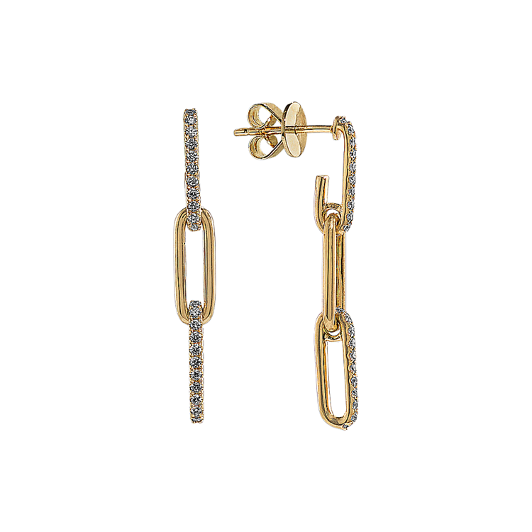 Montreal Natural Diamond Link Chain Dangle Earrings in 14K Yellow Gold