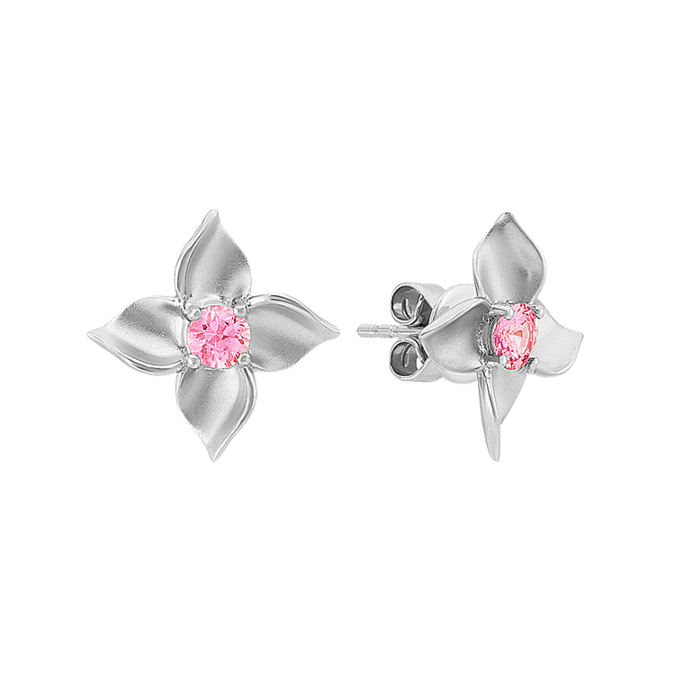 Floral Pink Natural Sapphire Earrings