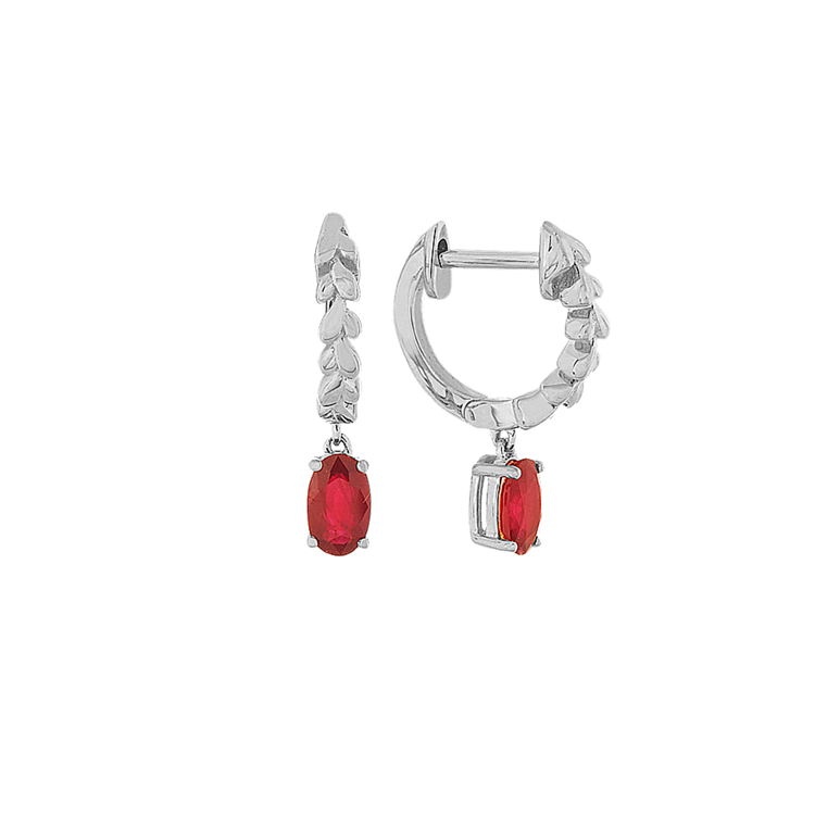 Garland Natural Ruby Earrings in 14K White Gold