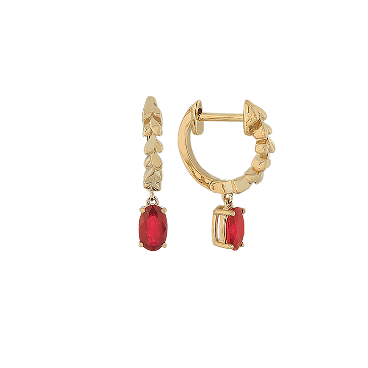 Garland Natural Ruby Earrings in 14K Yellow Gold