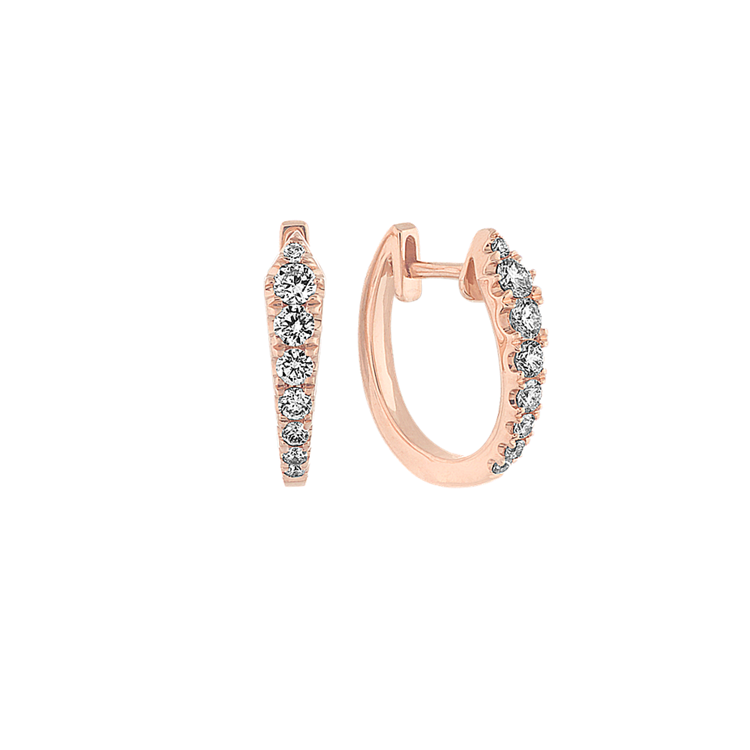Ana Graduated Natural Diamond Hoop Earrings in 14k Rose Gold