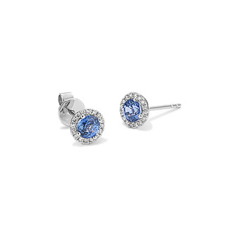 Shire Earrings Gemstone Shane Co Halo Kentucky Blue Shire And Diamond Earrings