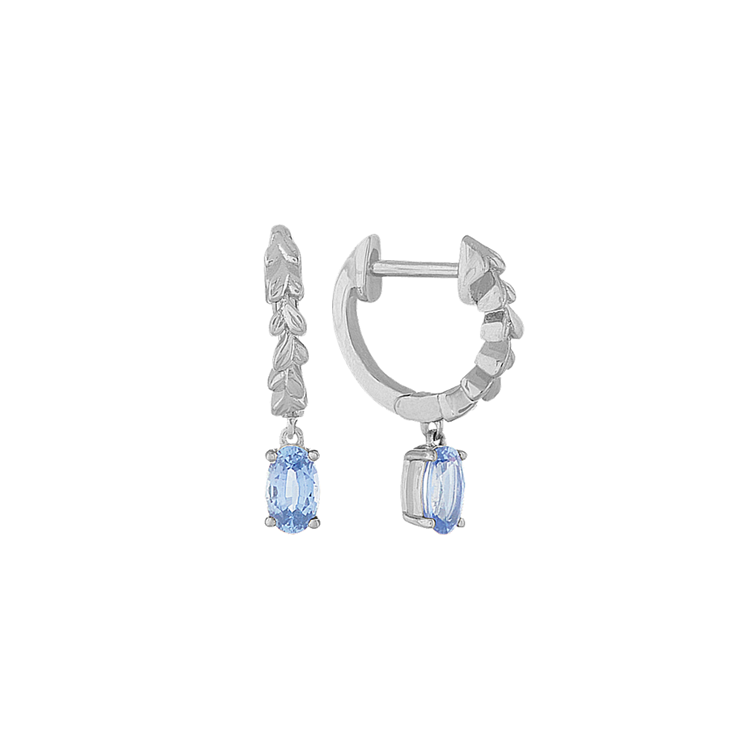 Ice Blue Natural Sapphire Dangle Earrings in 14K White Gold