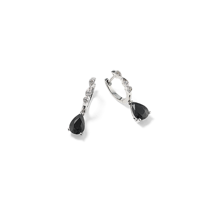 Infinity Black and White Sapphire Earrings in Sterling Silver