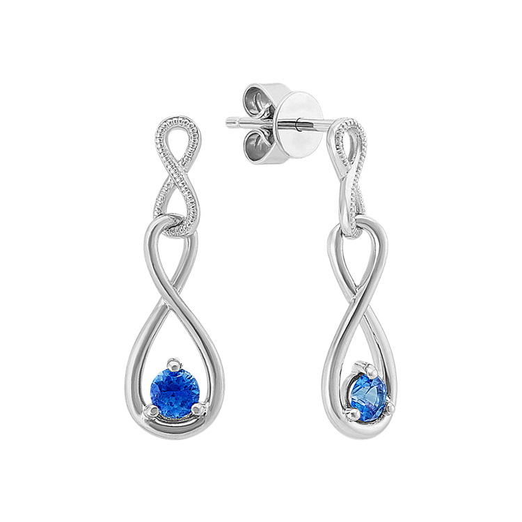 Infinity Kentucky Blue Natural Sapphire Earrings in Sterling Silver
