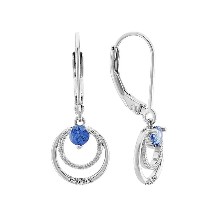 Kentucky Blue and White Natural Sapphire Circle Earrings