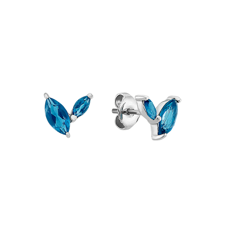 Marquise Natural London Blue Topaz Earrings