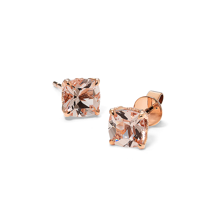 Natural Morganite Earrings with Natural Diamond Accent