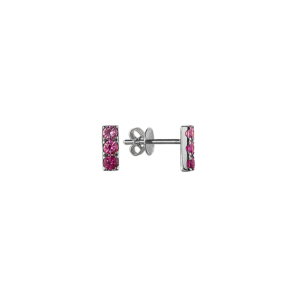 Ombre Pink Sapphire Earrings in 14K White Gold