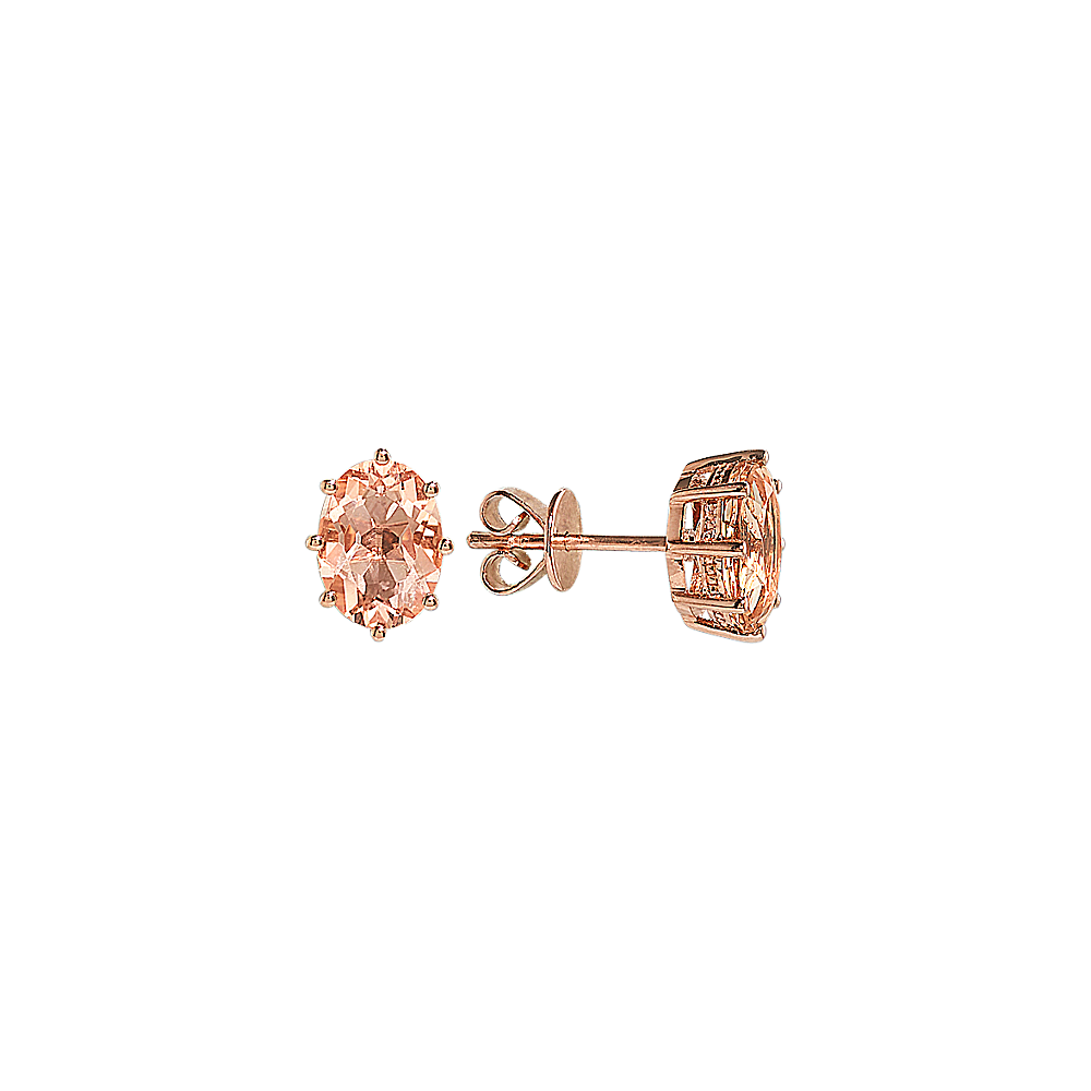 Peach Morganite Earrings in 14K Rose Gold