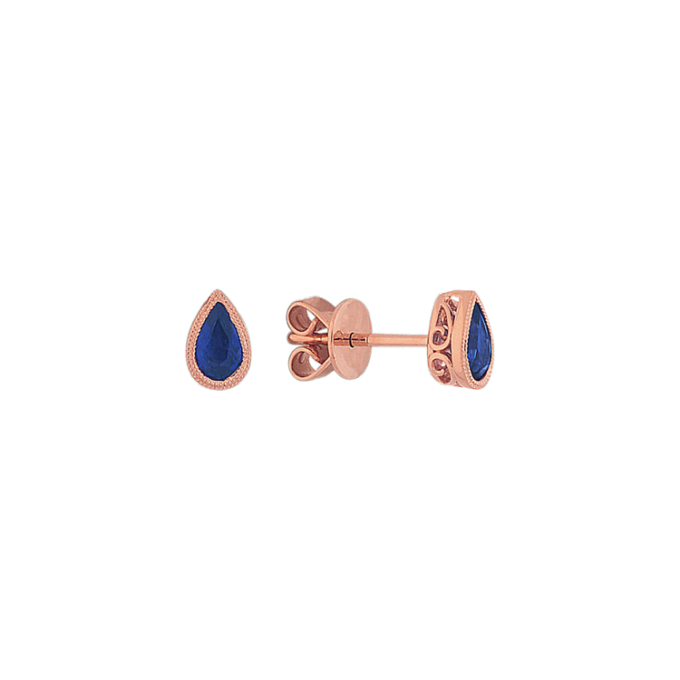 Pear-Shaped Traditional Natural Sapphire Earrings in 14K Rose Gold