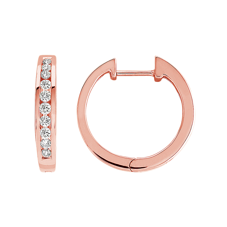 Round Natural Diamond Channel-Set Earrings in 14k Rose Gold