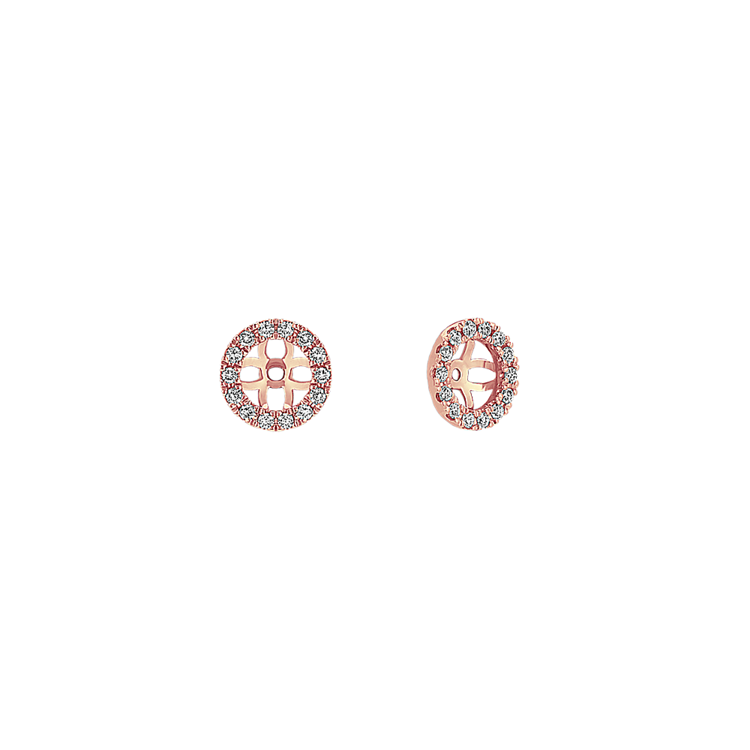 Round Natural Diamond Earring Jackets in 14k Rose Gold
