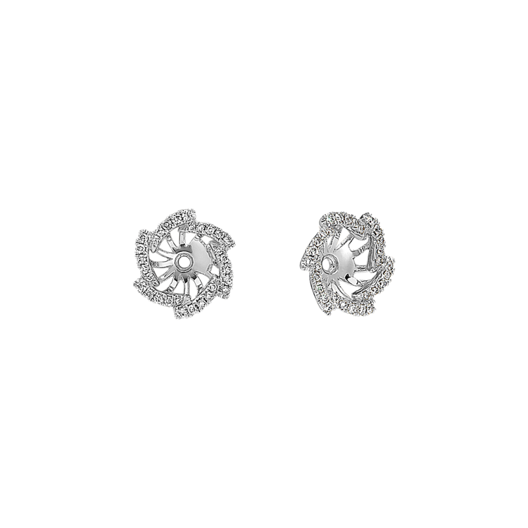 Round Natural Diamond Earring Jackets in 14k White Gold