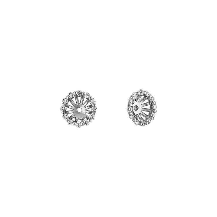 Round Natural Diamond Earring Jackets in White Gold