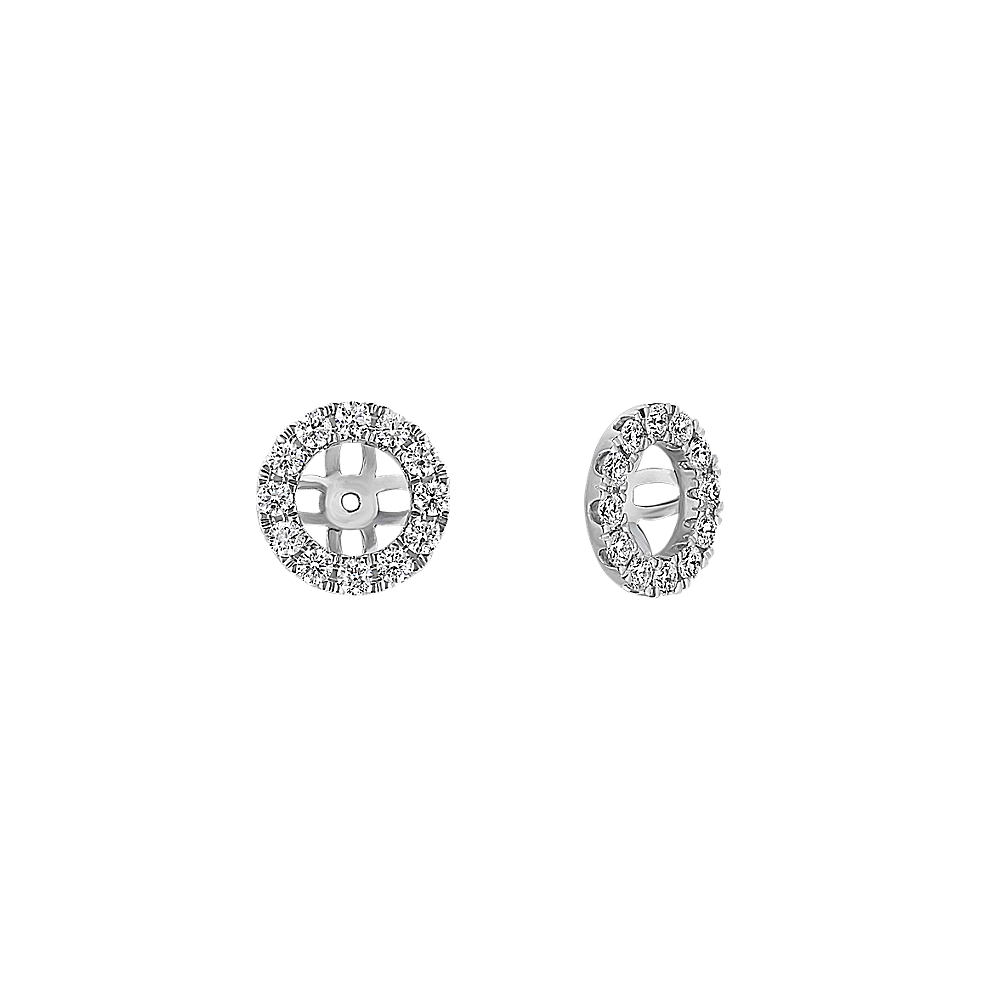 Round Diamond Halo Earring Jackets in 14k White Gold