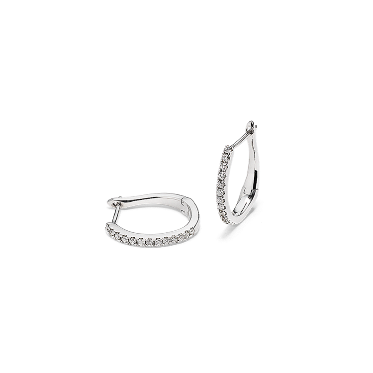 Round Natural Diamond Hoop Earrings in 14k White Gold