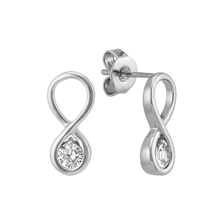 Round White Natural Sapphire Infinity Earrings