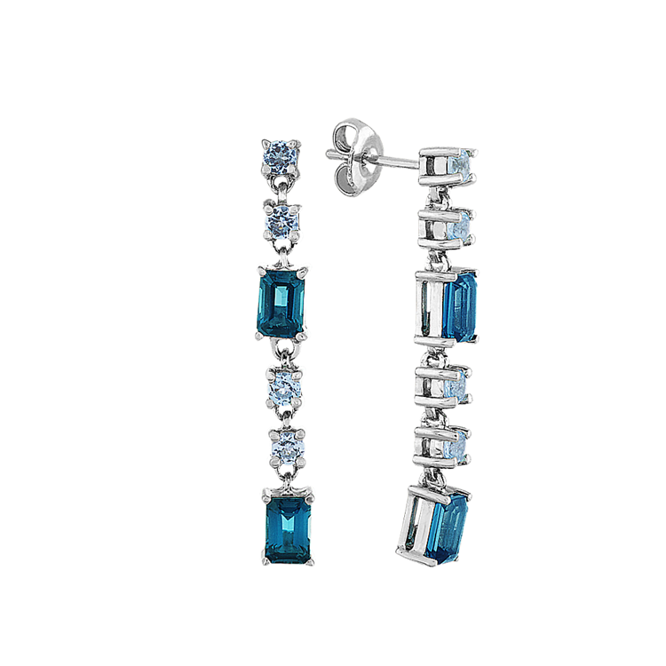 Natural Sky Blue and Natural London Blue Topaz Earrings