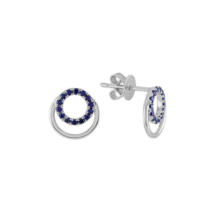 Traditional Blue Natural Sapphire Circles Earrings