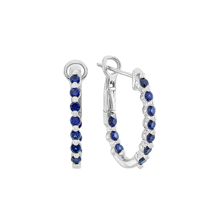 Traditional Blue Sapphire Hoop Earrings