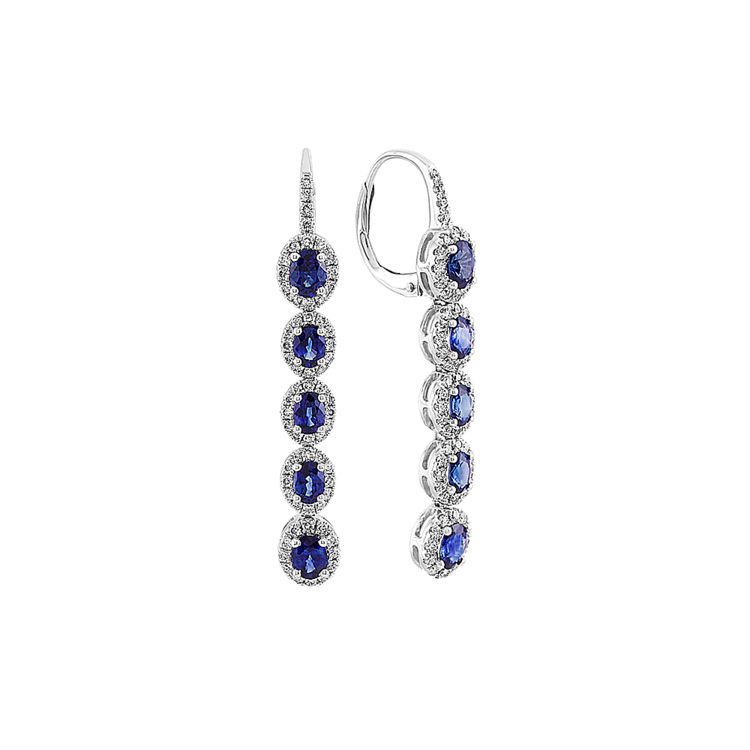 Galleria Traditional Blue Natural Sapphire and Natural Diamond Dangle Earrings
