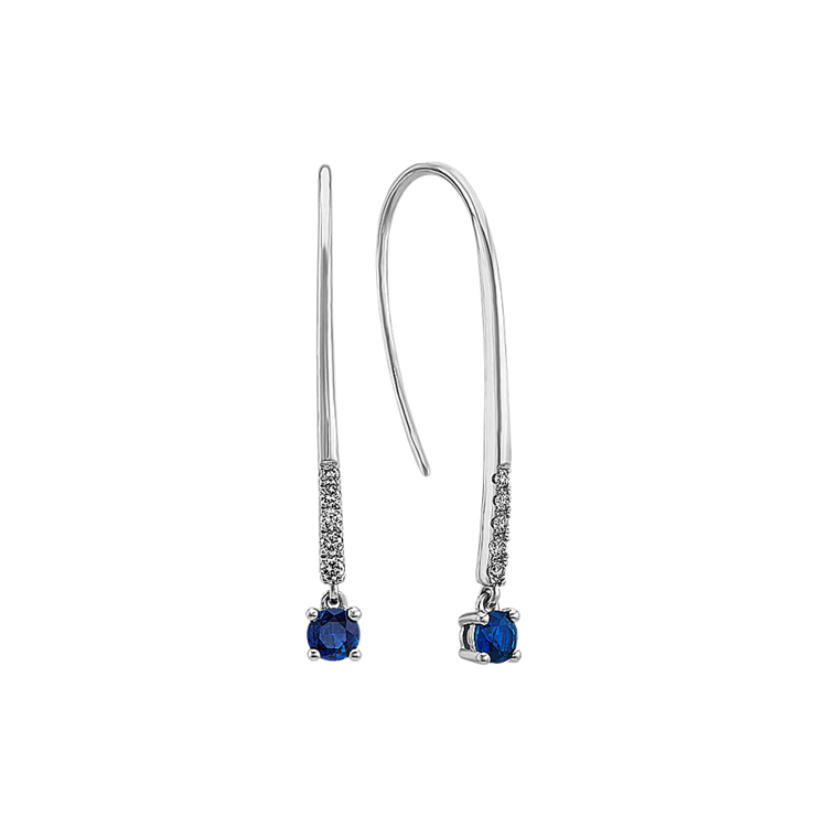 Traditional Natural Sapphire and Natural Diamond Threader Earrings
