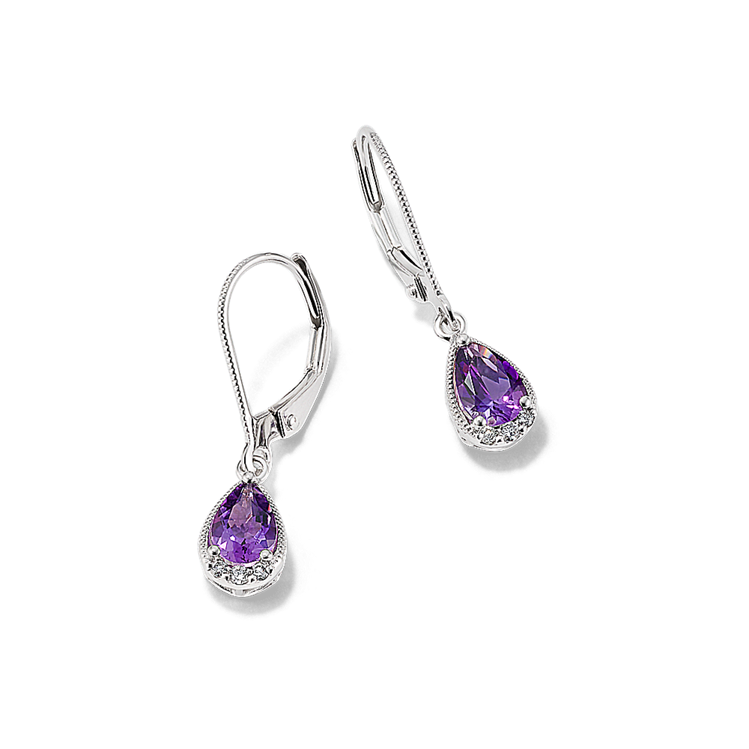 Gemstone leverback earrings sale