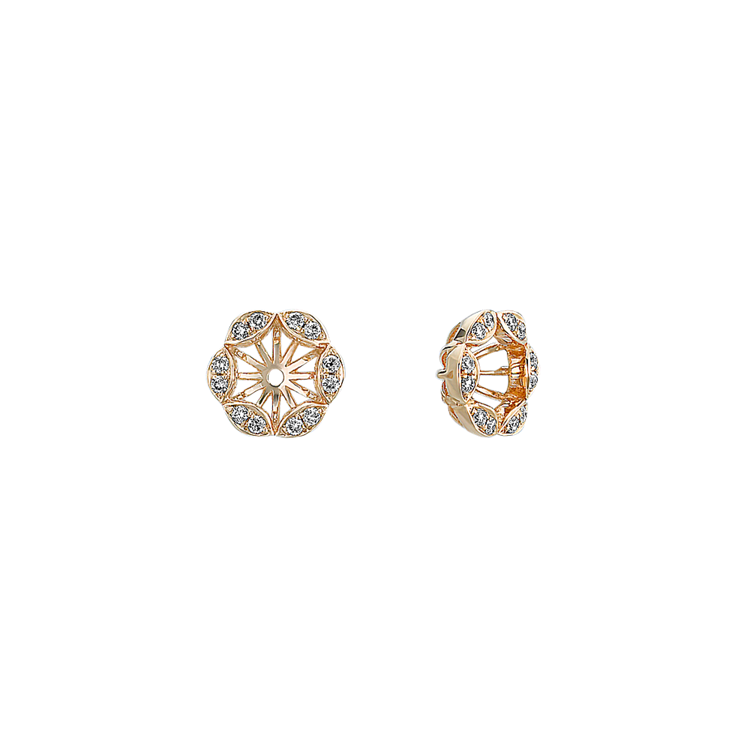 Vintage Round Natural Diamond Earring Jackets with Pave Setting