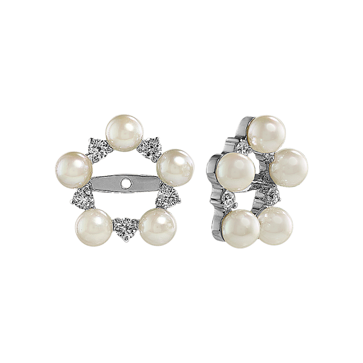 Pearl earring jackets hot sale for diamond studs