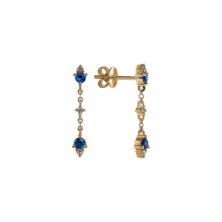 Cordoba Natural Sapphire Dangle Earrings in 14K Yellow Gold