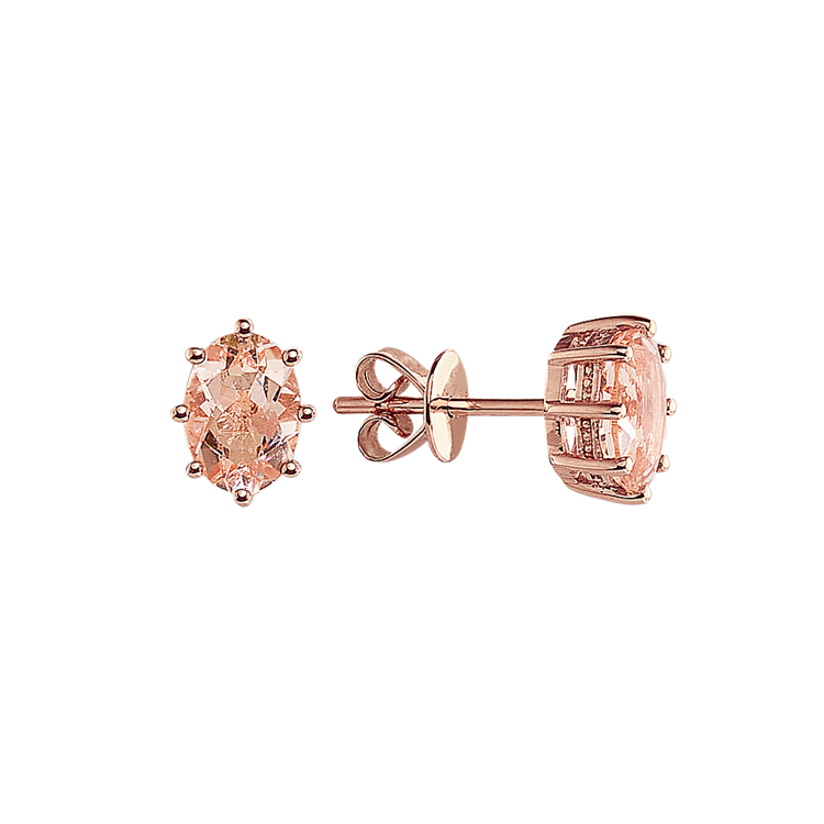 Hera Peach Natural Morganite Earrings in 14K Rose Gold