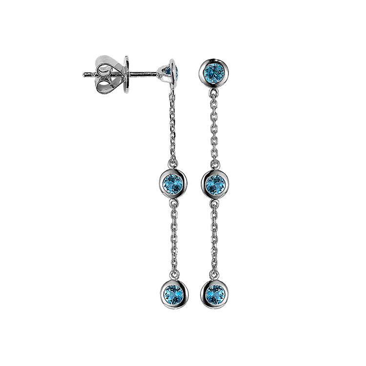 Mina Bezel-Set London Blue Natural Topaz Dangle Earrings in Sterling Silver