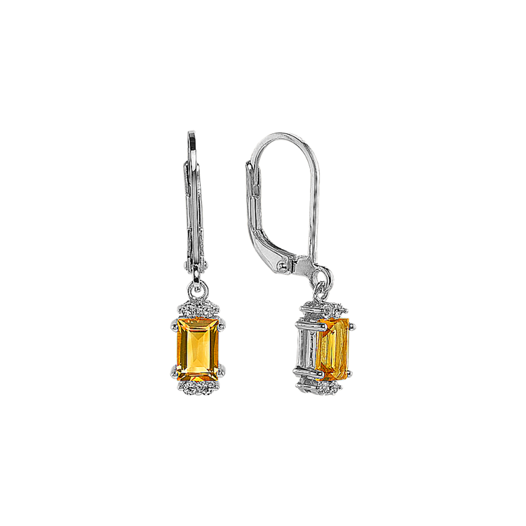 Raine Natural Citrine and Natural Diamond Dangle Earrings in Sterling Silver